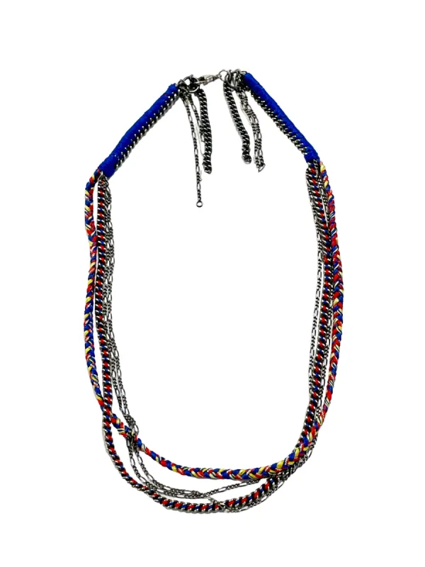 6397 X Alyssa Norton Sterling Chains with Yellow, Red, & Royal Blue Silk made by 6397