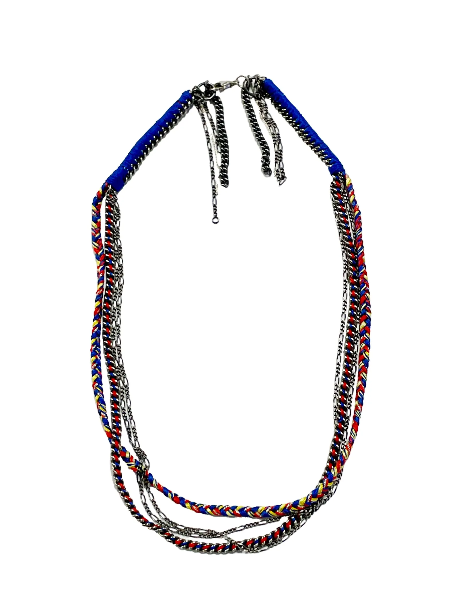 6397 X Alyssa Norton Sterling Chains with Yellow, Red, & Royal Blue Silk sold by 6397