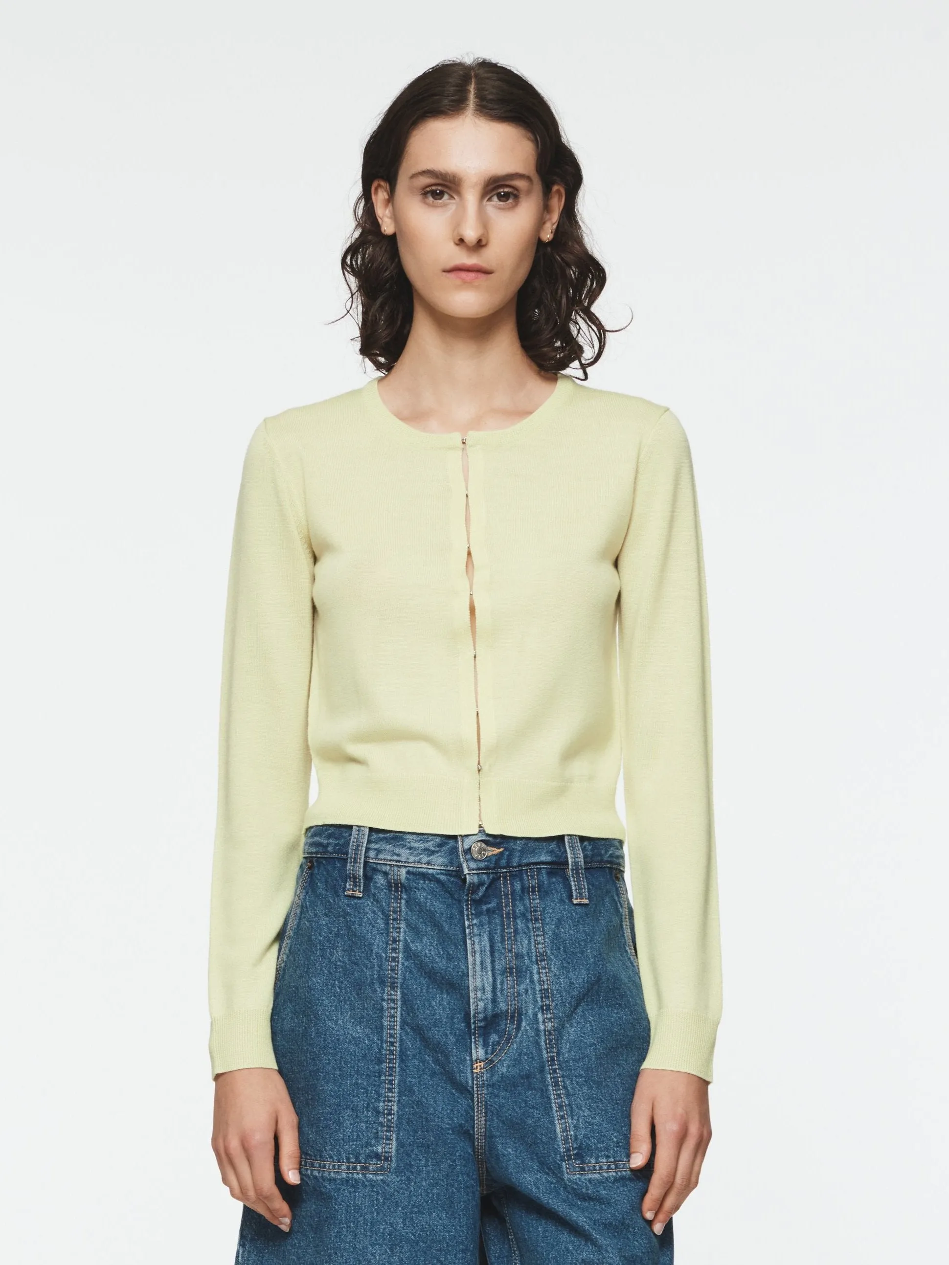 Hook & Eye Cardigan in Post It Yellow sold by 6397