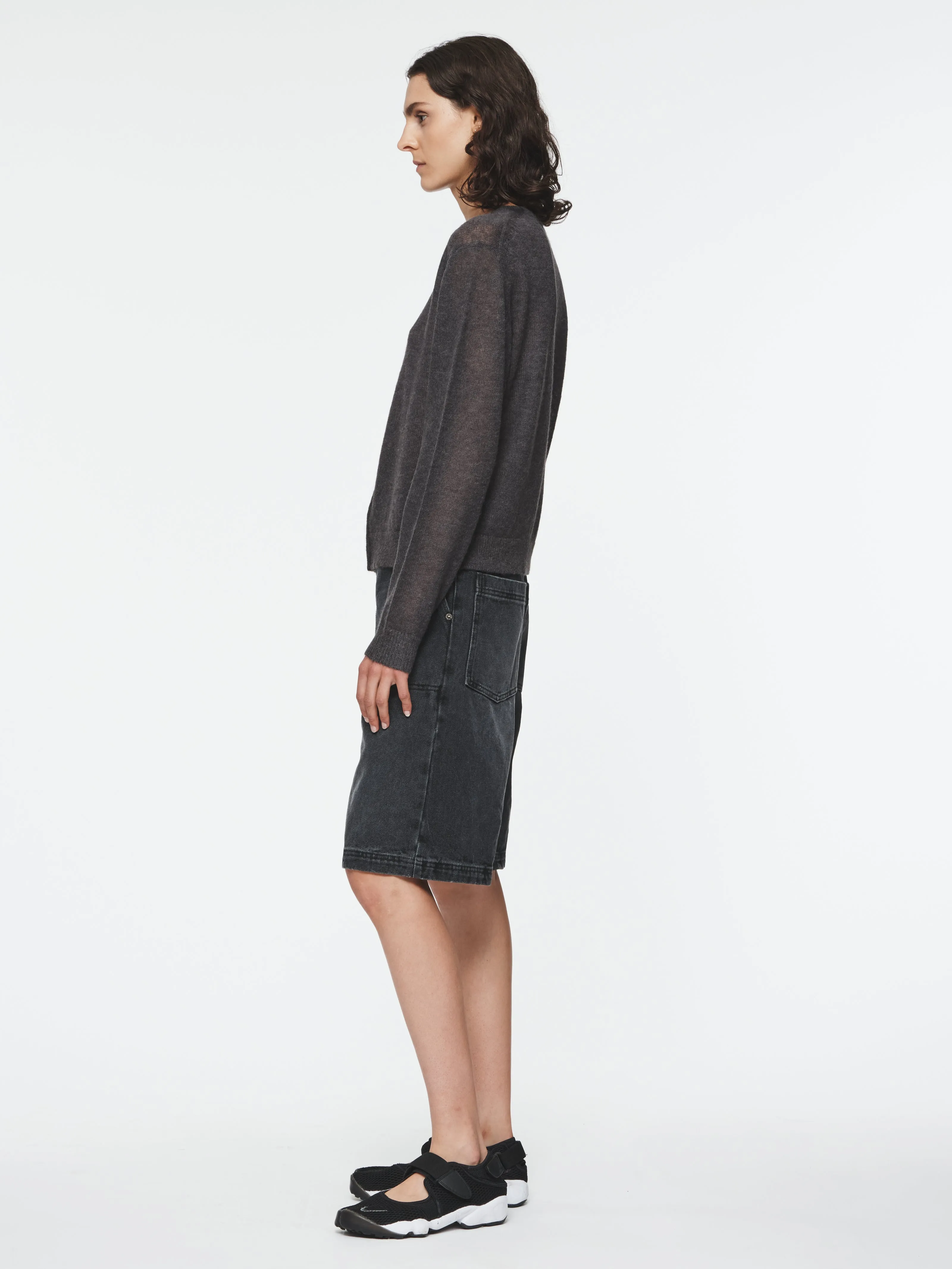 Gauzy Crew Cardigan in Washed Black sold by 6397 product image thumbnail 2