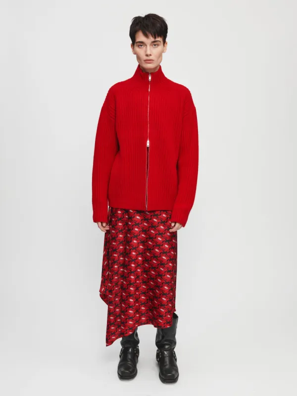 High Neck Zip Cardigan in Red sold by 6397