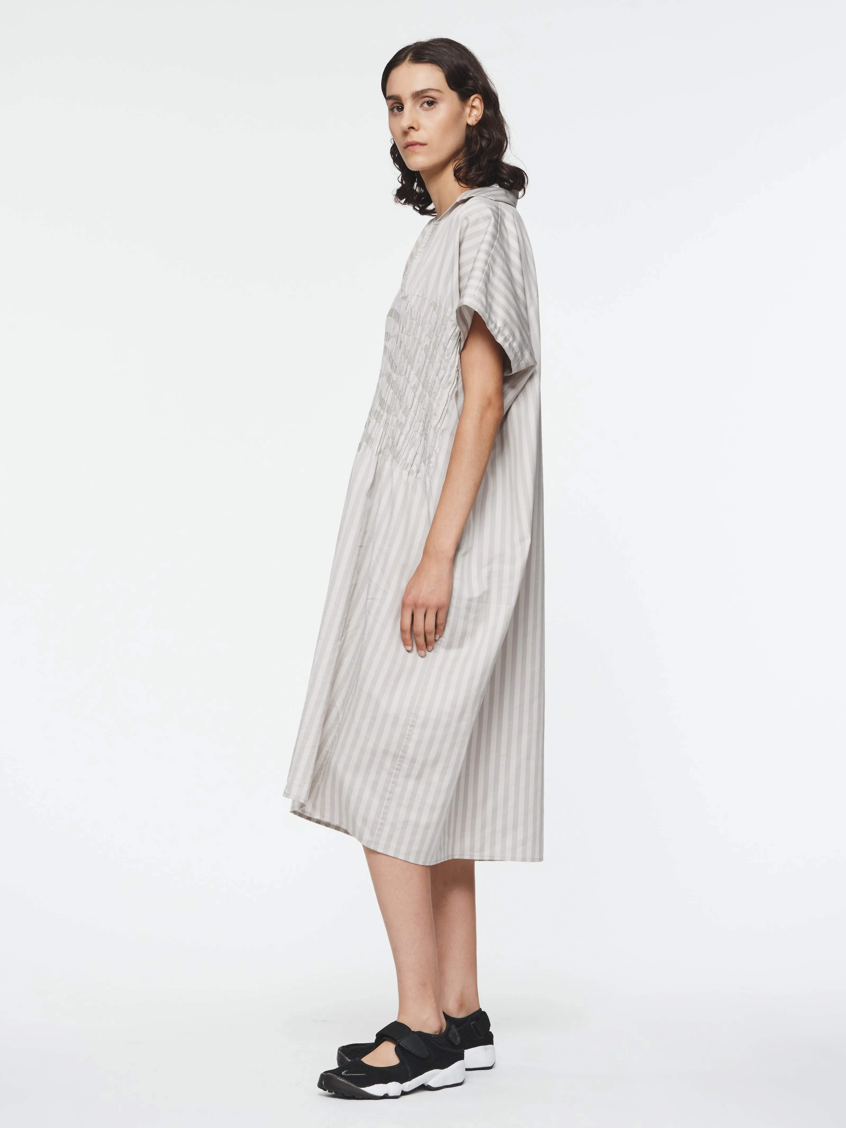 Pleated Embroidery Kaftan in Bone Stripe sold by 6397 product image thumbnail 3