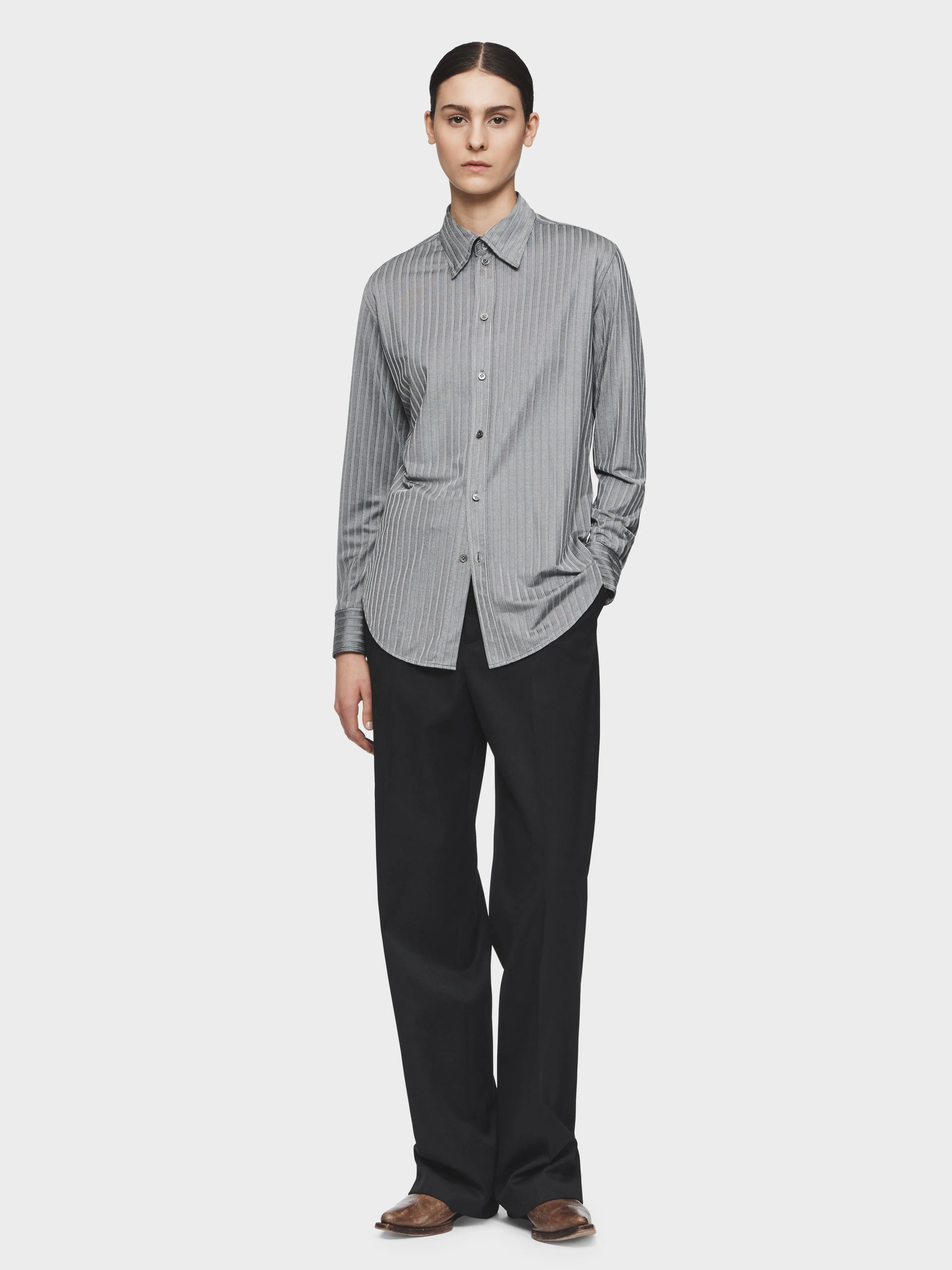 Slim Buttondown Shirt in Oxford Grey sold by 6397