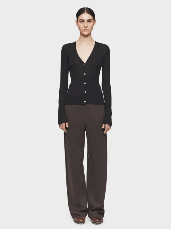 Skinny Rib V-Cardigan in Black sold by 6397