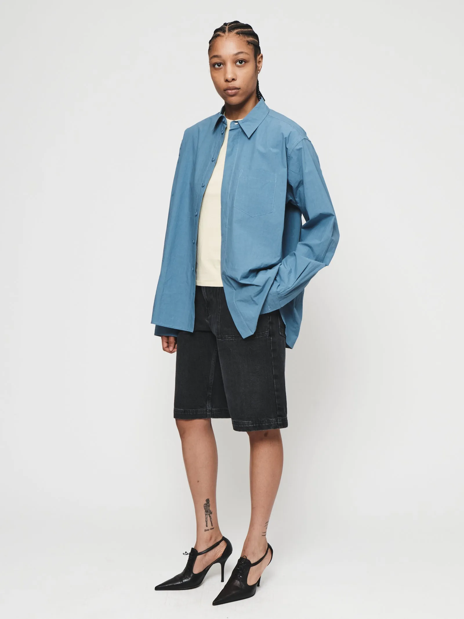 Concealed Placket Biggie Shirt in French Blue sold by 6397 product image thumbnail 2