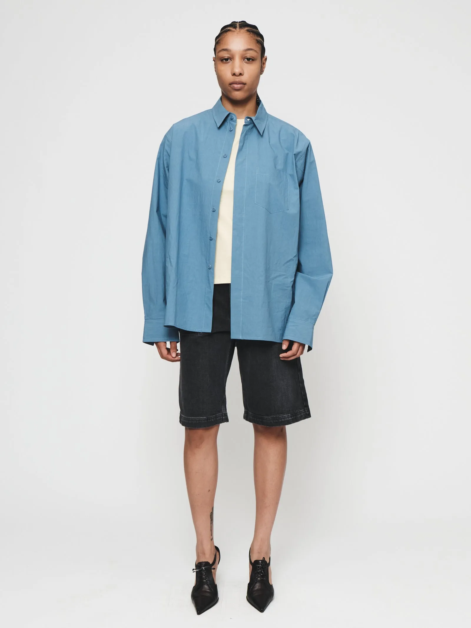 Concealed Placket Biggie Shirt in French Blue sold by 6397