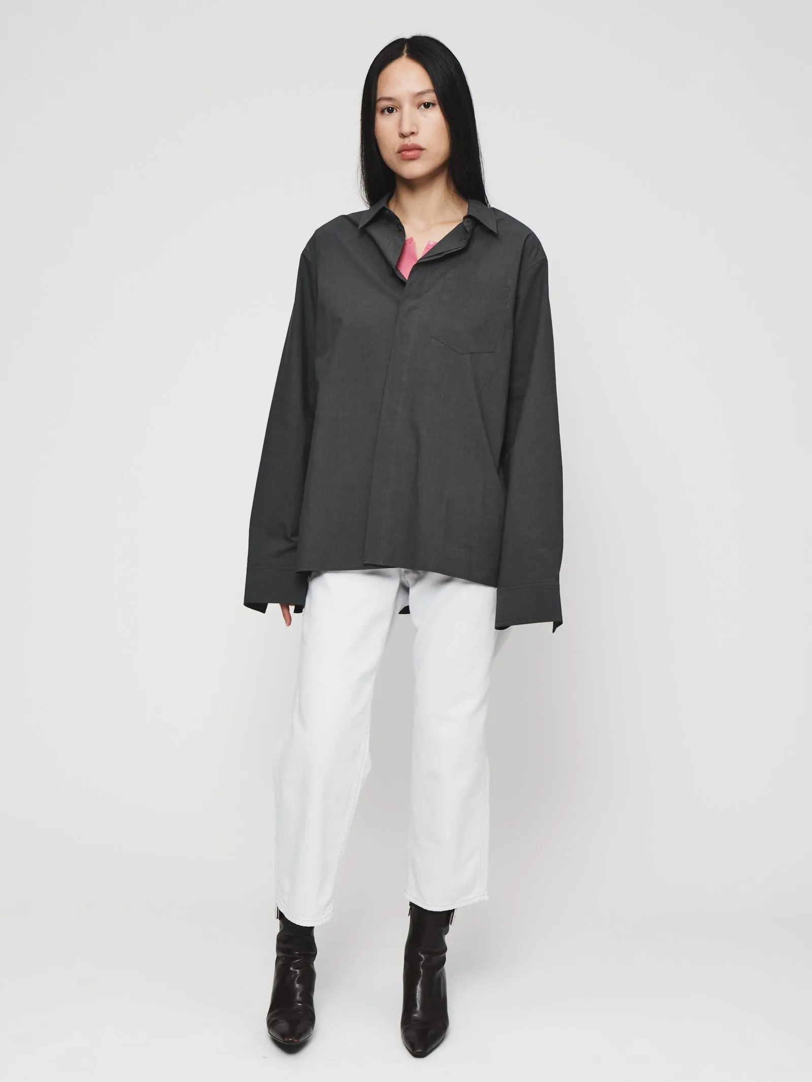 Concealed Placket Biggie Shirt in Washed Black sold by 6397