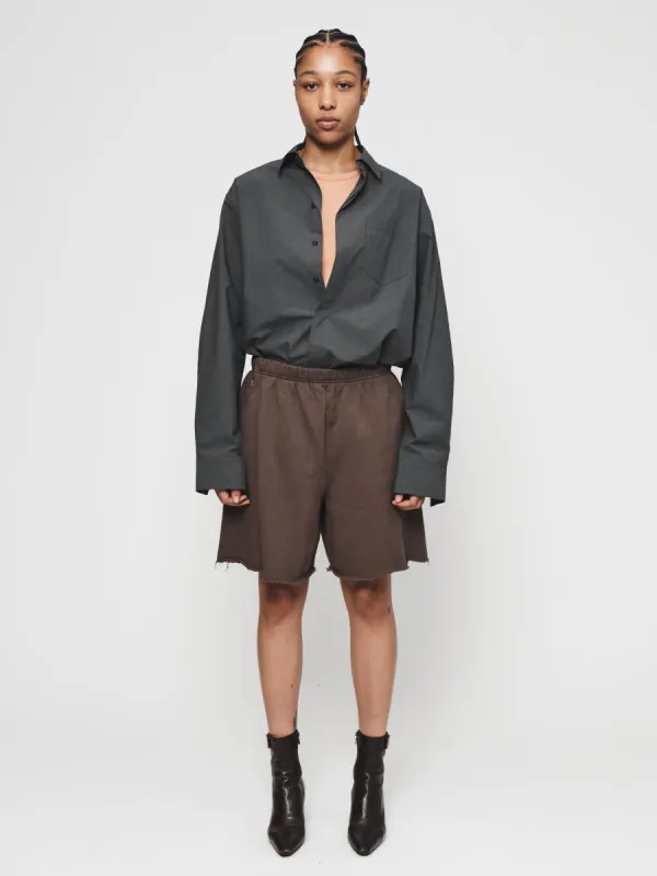 Cut Off Sweat Short in Washed Bark made by 6397