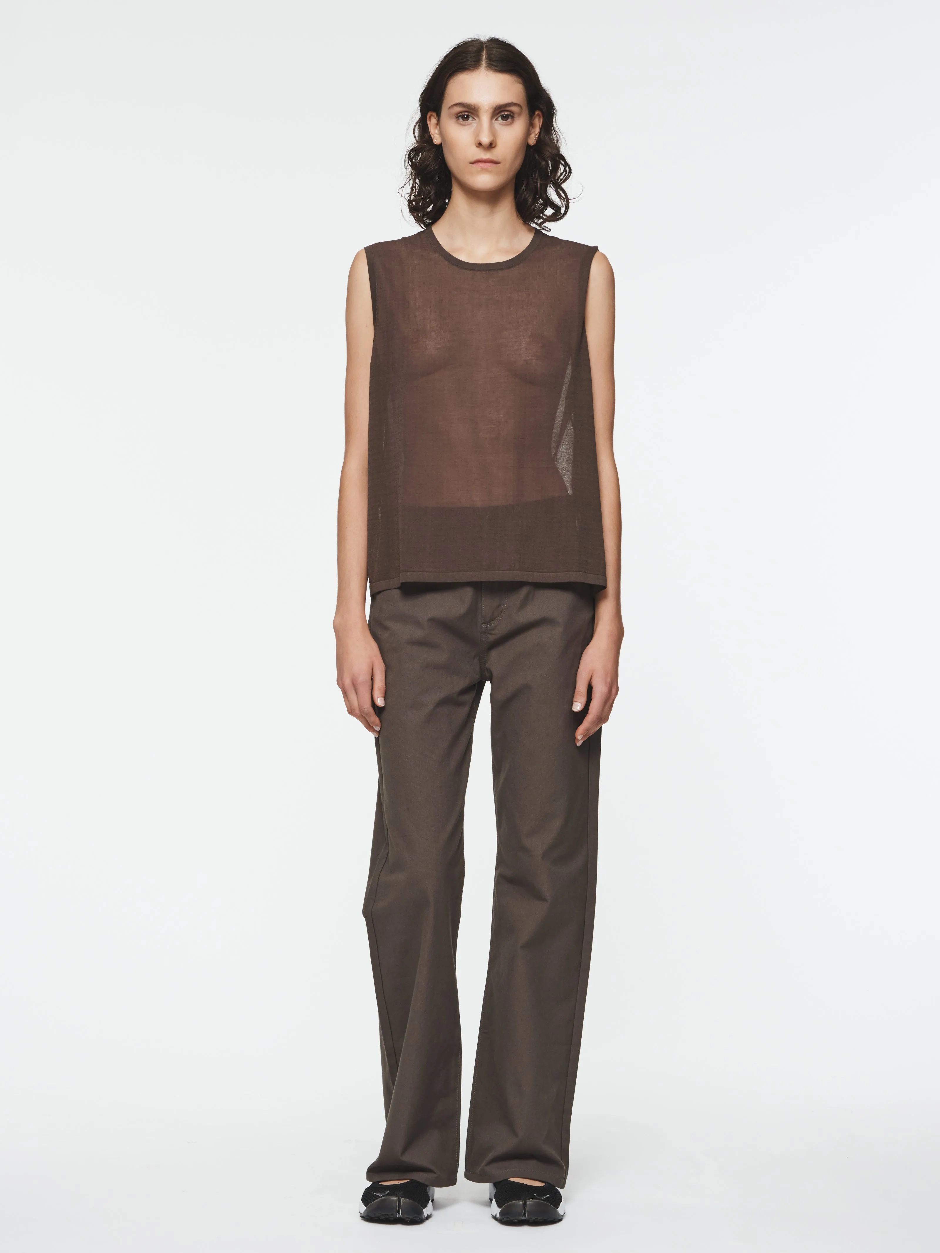 Sheer Muscle Tank in Bark sold by 6397