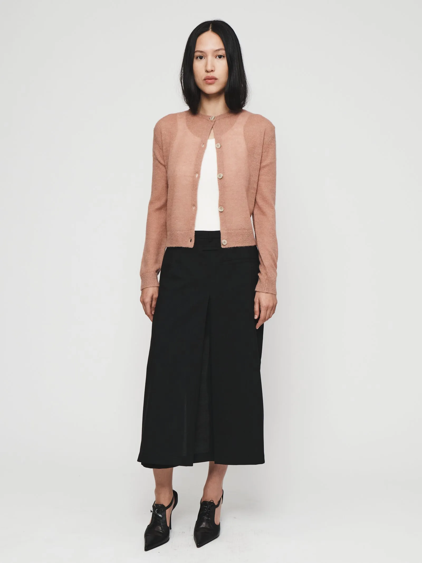 Gauzy Crew Cardigan in Hay sold by 6397