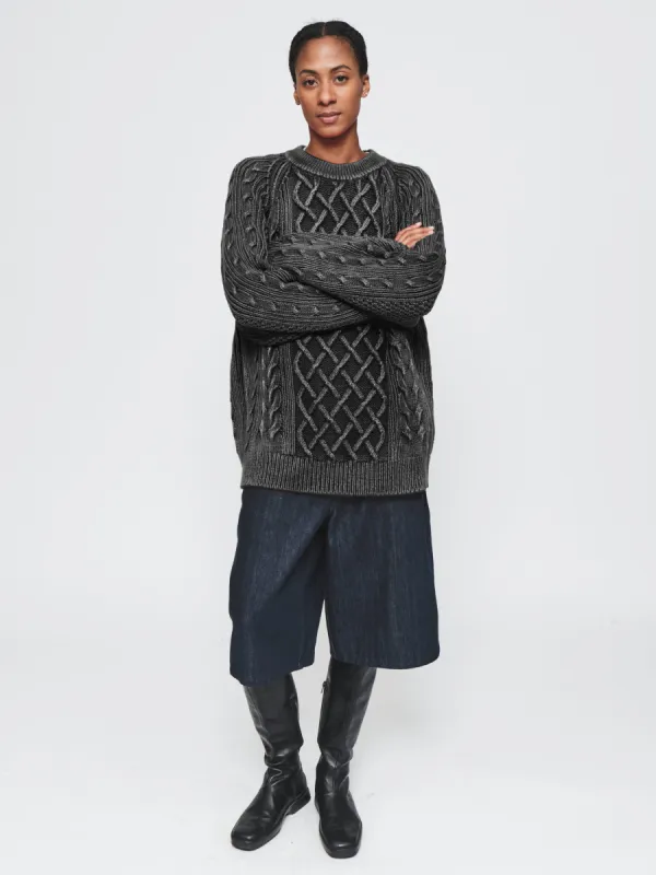 Raglan Cable in Washed Black sold by 6397