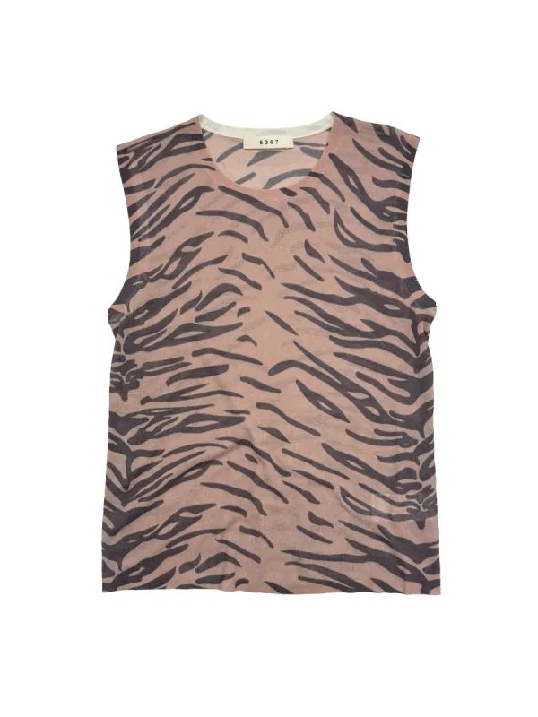 Tiger Printed Sheer Muscle Tank made by 6397