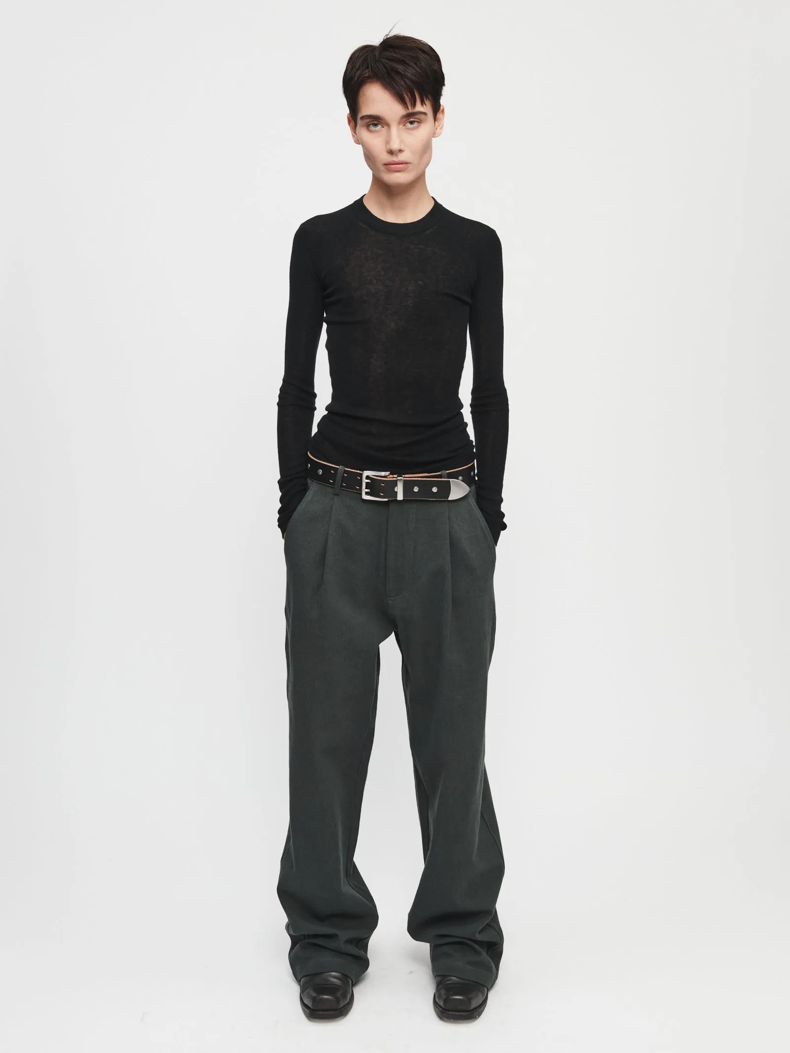 Washed Slouchy Trouser in Ash sold by 6397