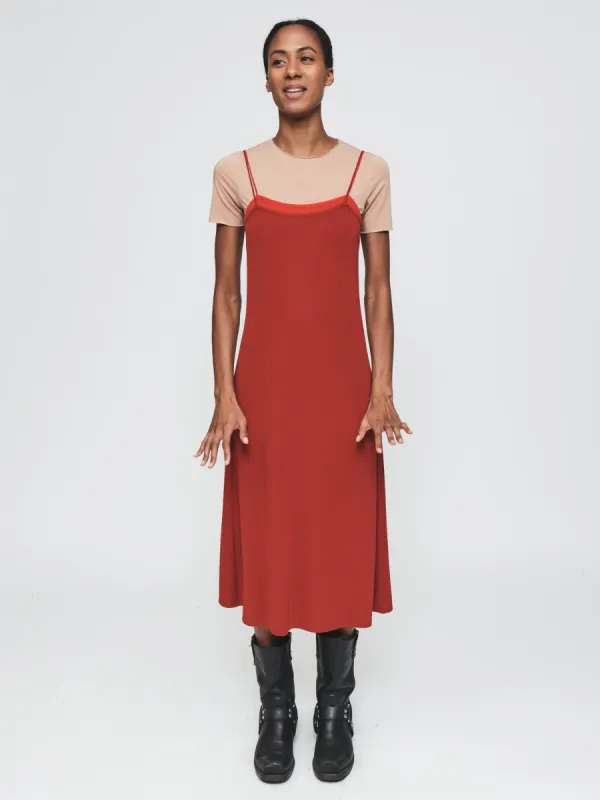 Double Layer Slip Dress in Brick sold by 6397