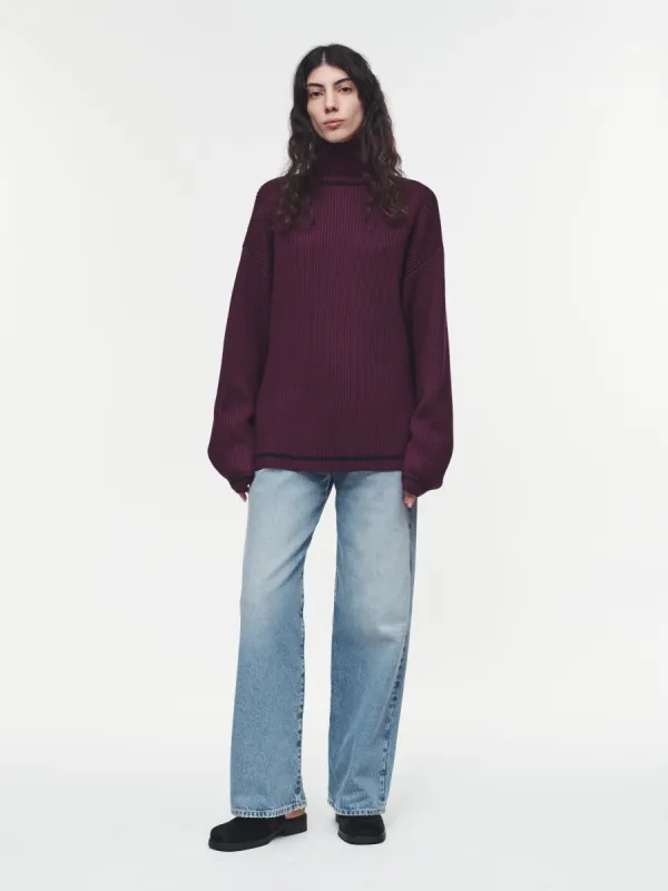 Ribbed Turtleneck in Plum sold by 6397