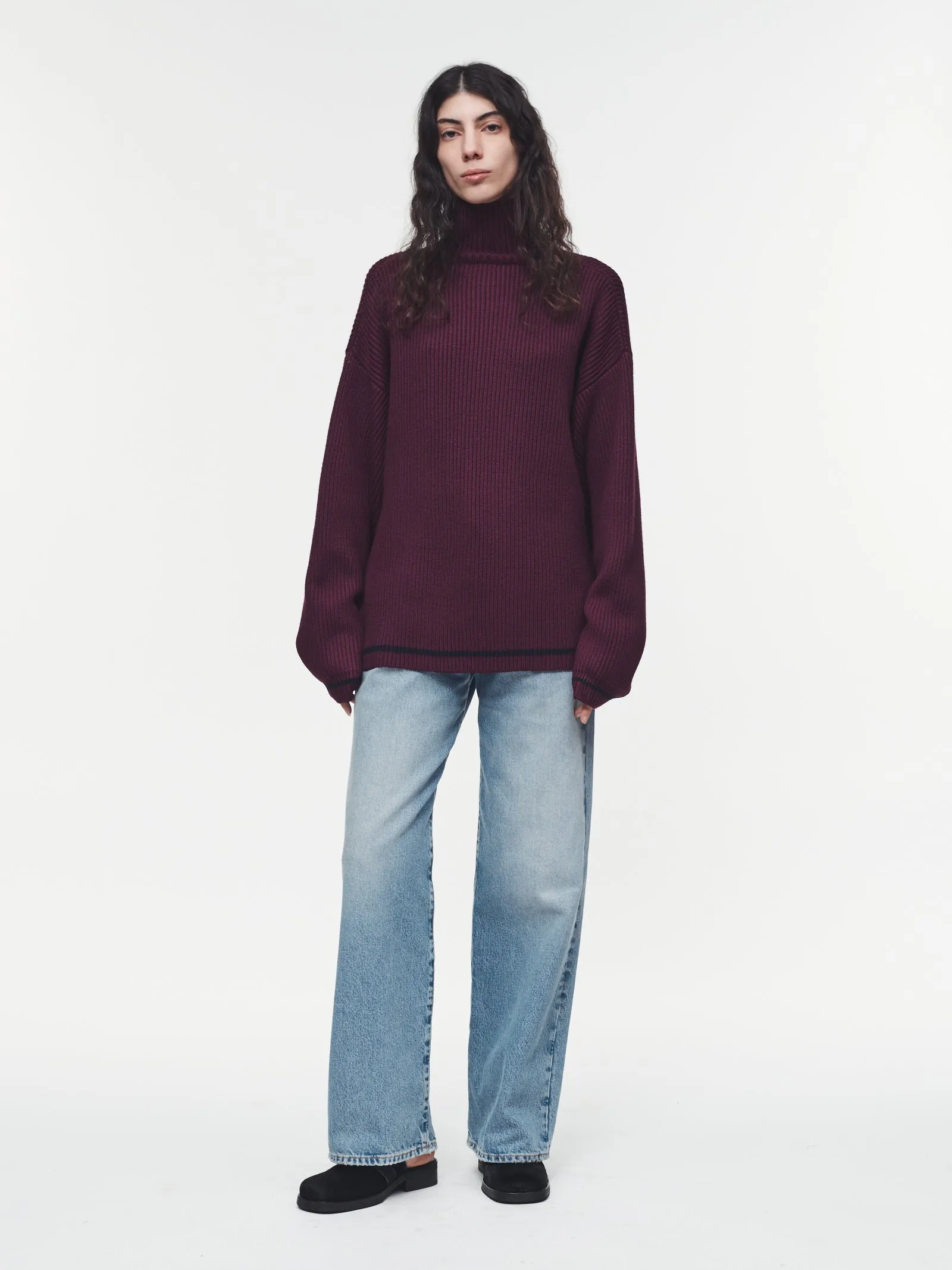 Ribbed Turtleneck in Plum sold by 6397