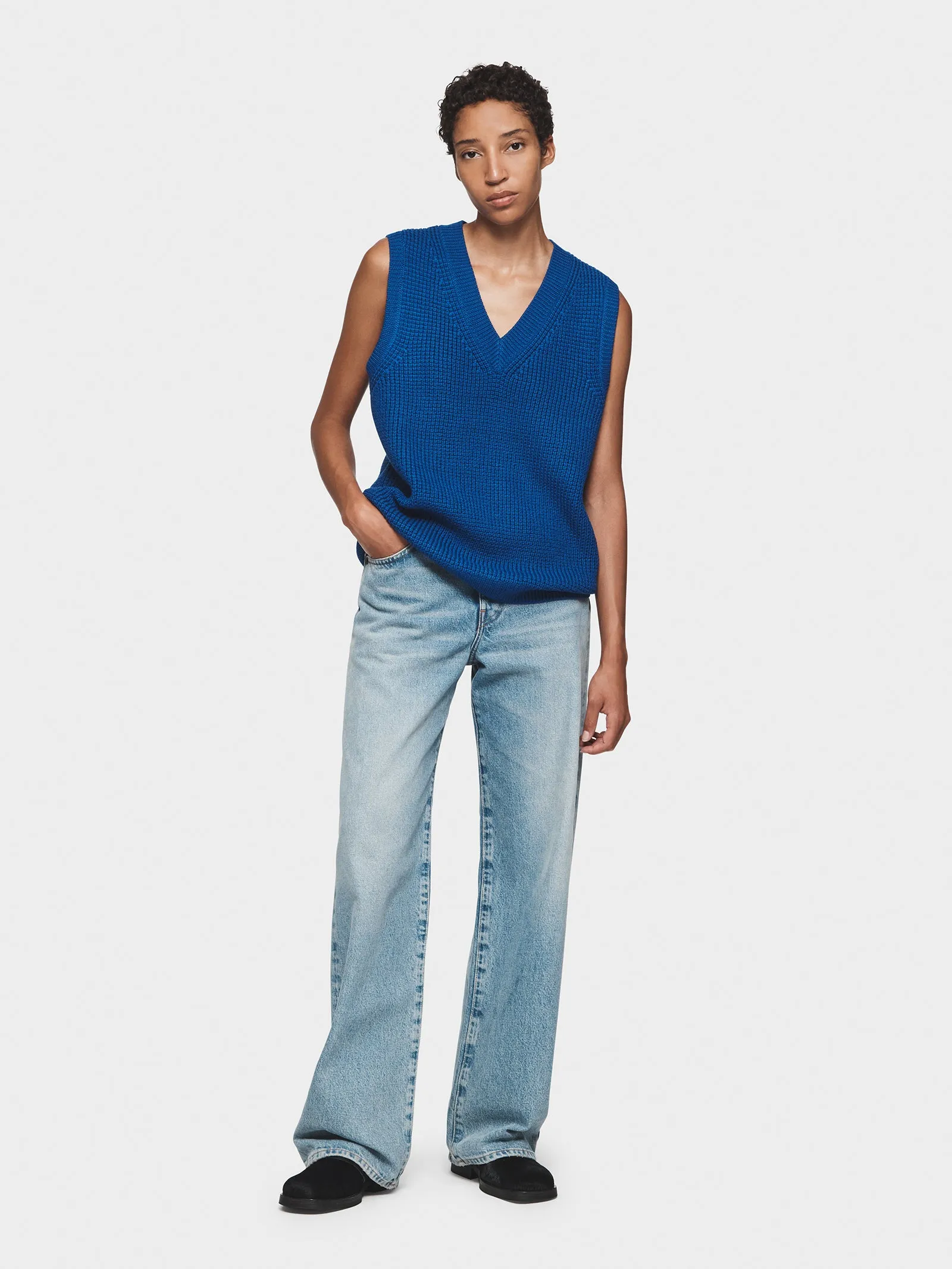 Waffle Vest in Bright Blue sold by 6397