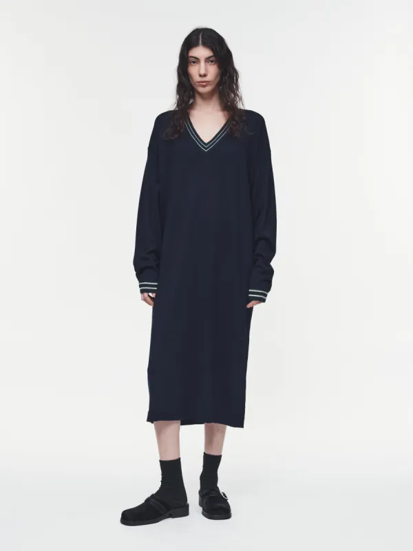 V-Neck Sweater Dress in Navy sold by 6397