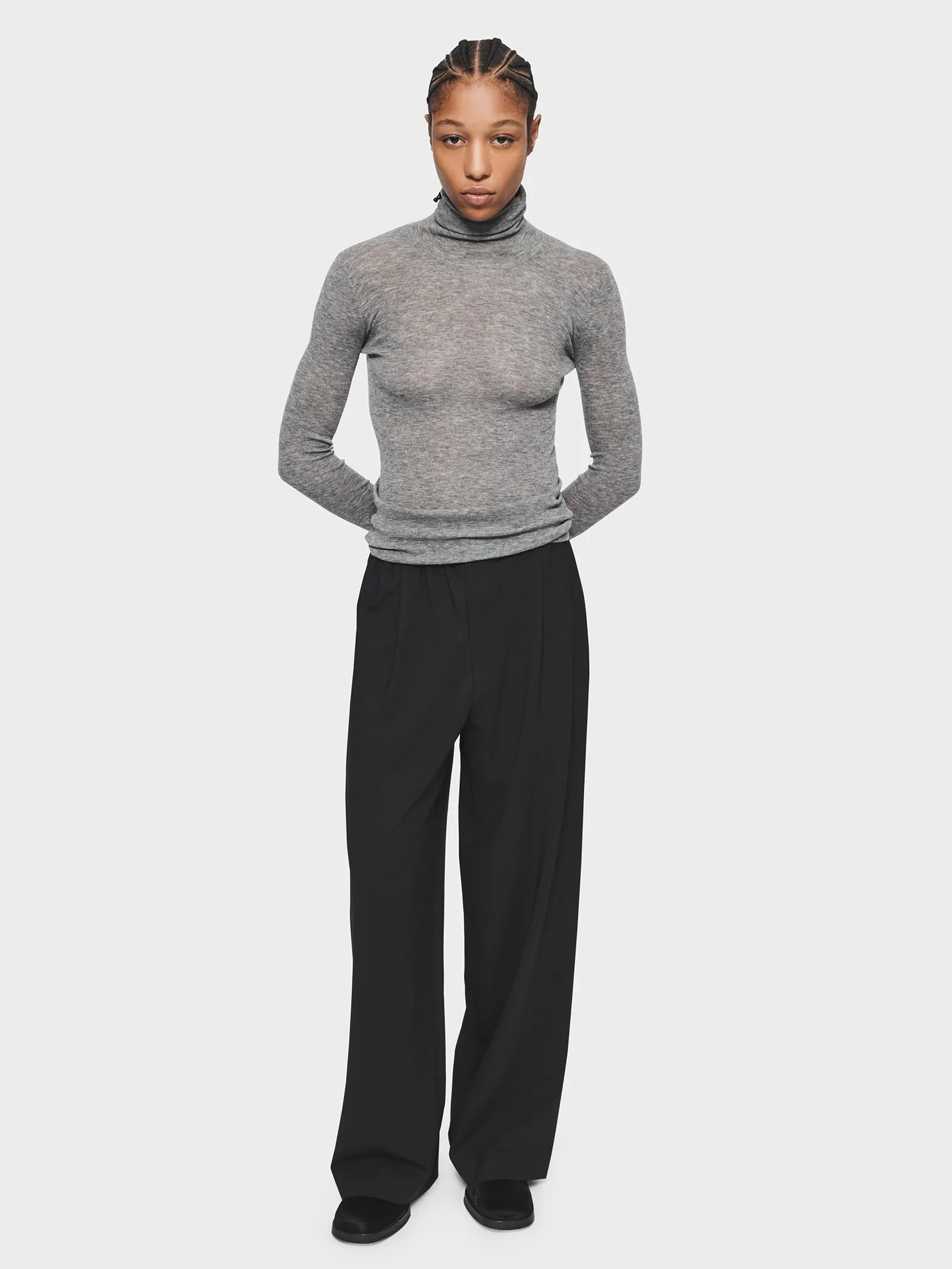 Slim Rib Turtleneck in Medium Grey sold by 6397