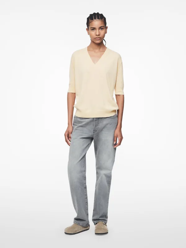 Elbow Sleeve V-Neck in Hay sold by 6397