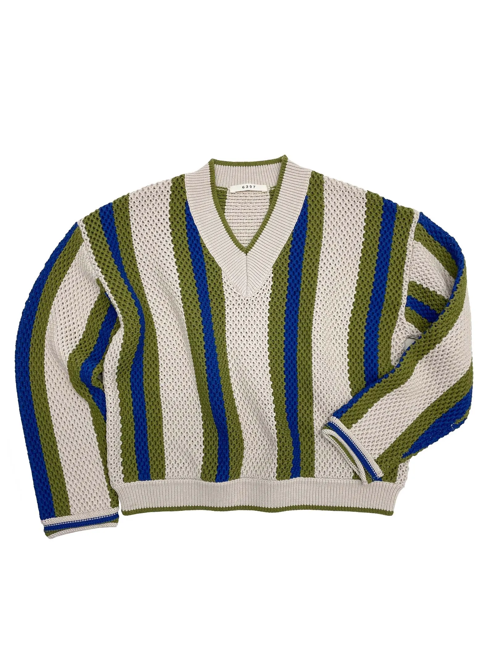 Textured Stripe V-neck in Pebble Stripe sold by 6397 product image thumbnail 4