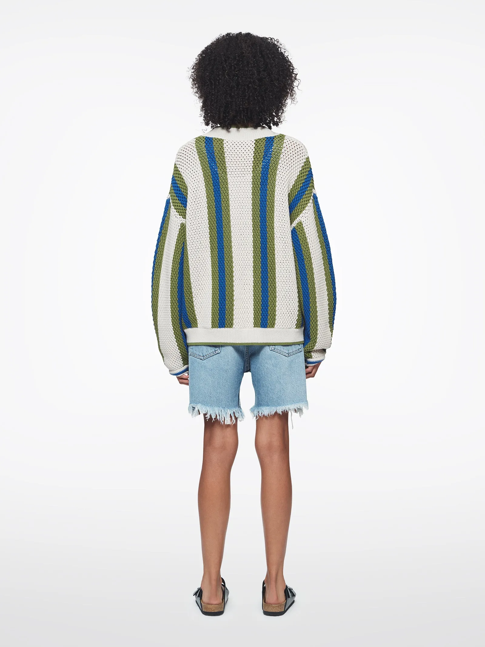 Textured Stripe V-neck in Pebble Stripe sold by 6397 product image thumbnail 3