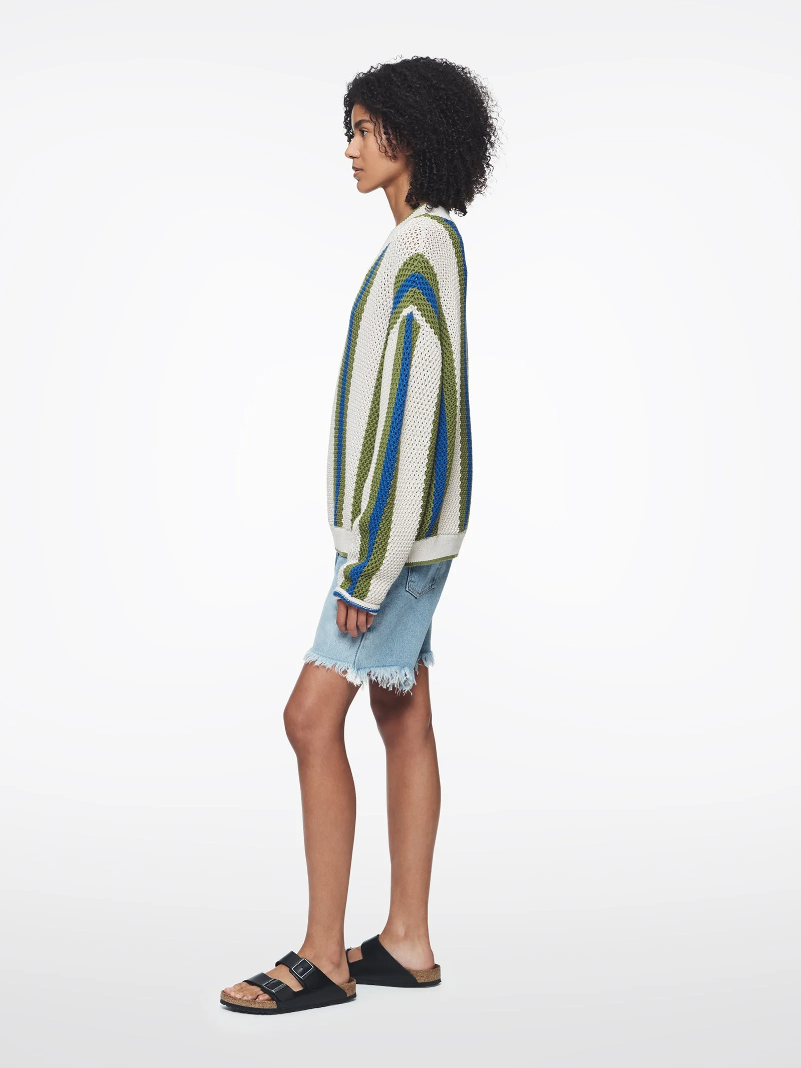 Textured Stripe V-neck in Pebble Stripe sold by 6397 product image thumbnail 2