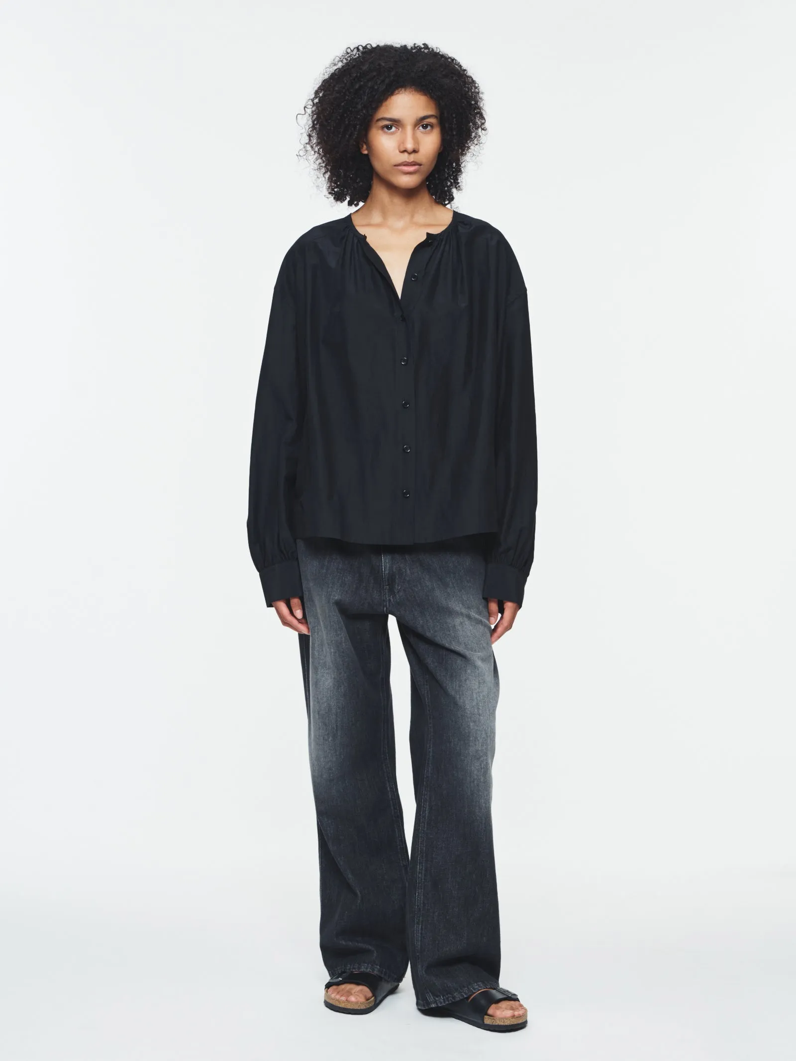 Gathered Neck Top in Black sold by 6397