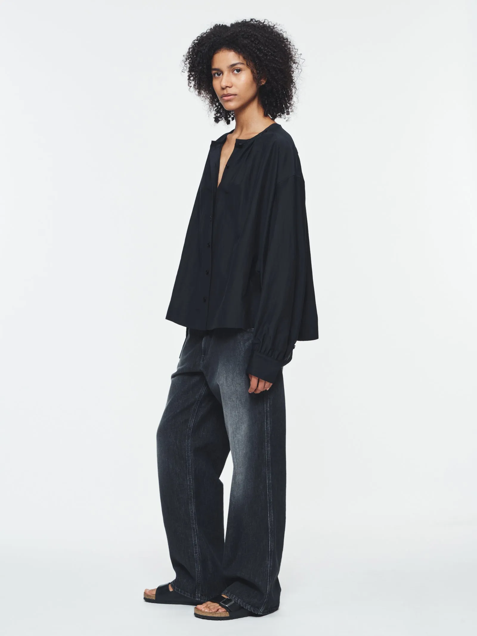 Gathered Neck Top in Black sold by 6397 product image thumbnail 2