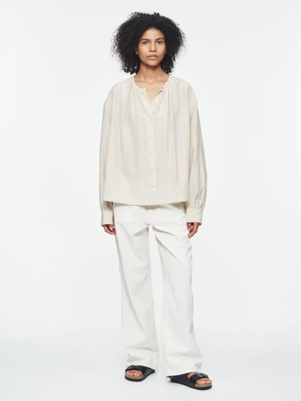 Gathered Neck Top in Sand made by 6397