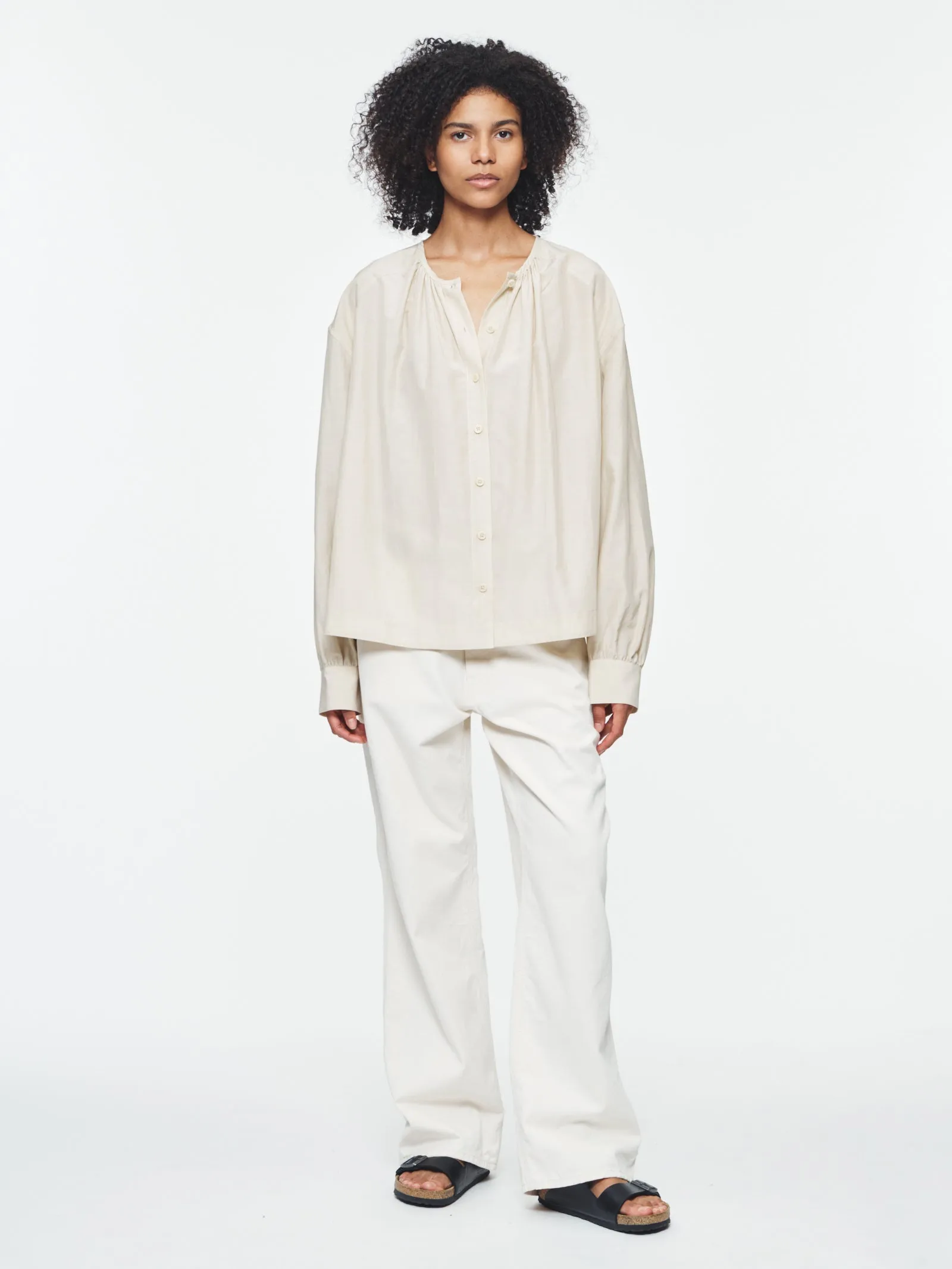 Gathered Neck Top in Sand sold by 6397