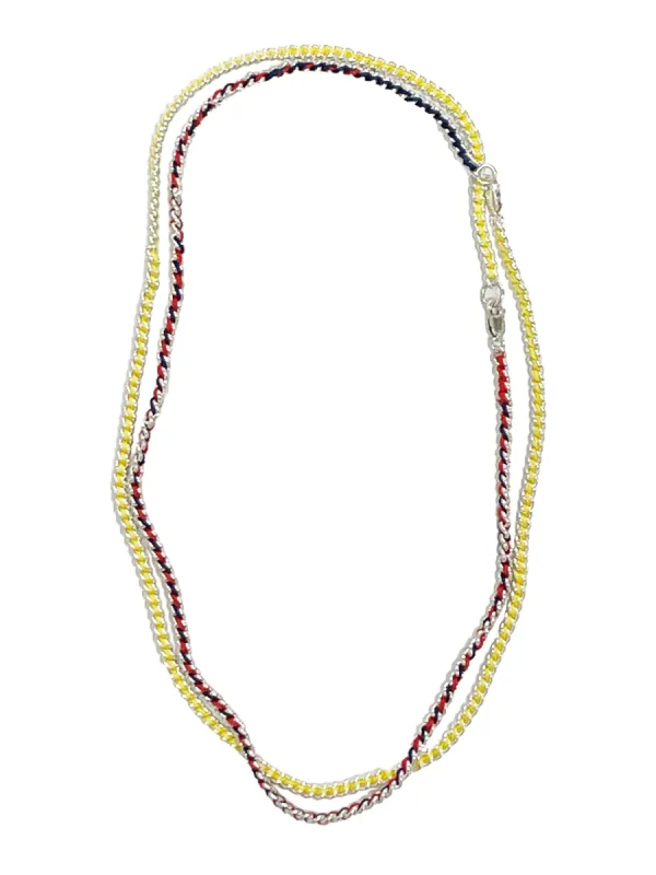 6397 X Alyssa Norton Sterling Silver Chains with Yellow, Red & Blue Silk made by 6397