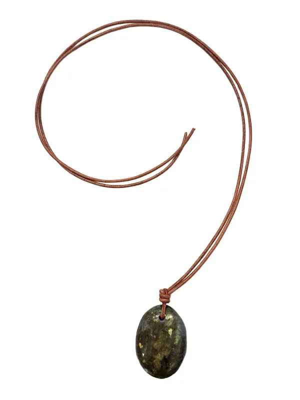 Labradorite on Leather Cord - Matthew Swope Jewelry sold by 6397