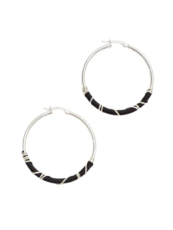 6397 x Alyssa Norton Large Hoops with Black Silk made by 6397