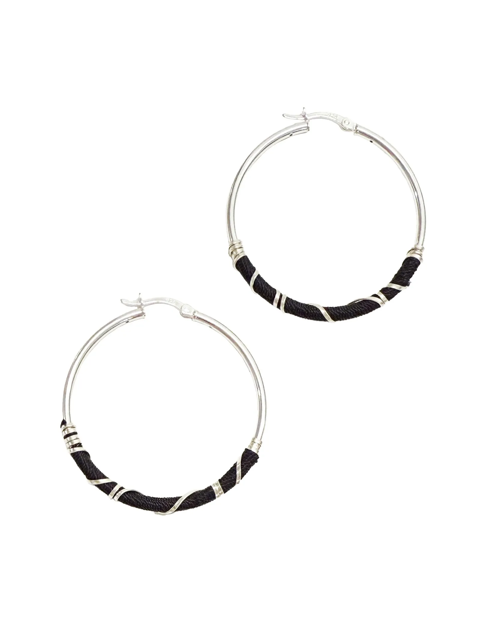 6397 x Alyssa Norton Large Hoops with Black Silk sold by 6397