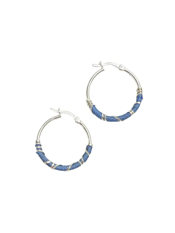 6397 x Alyssa Norton Medium Hoops with Blue Silk made by 6397