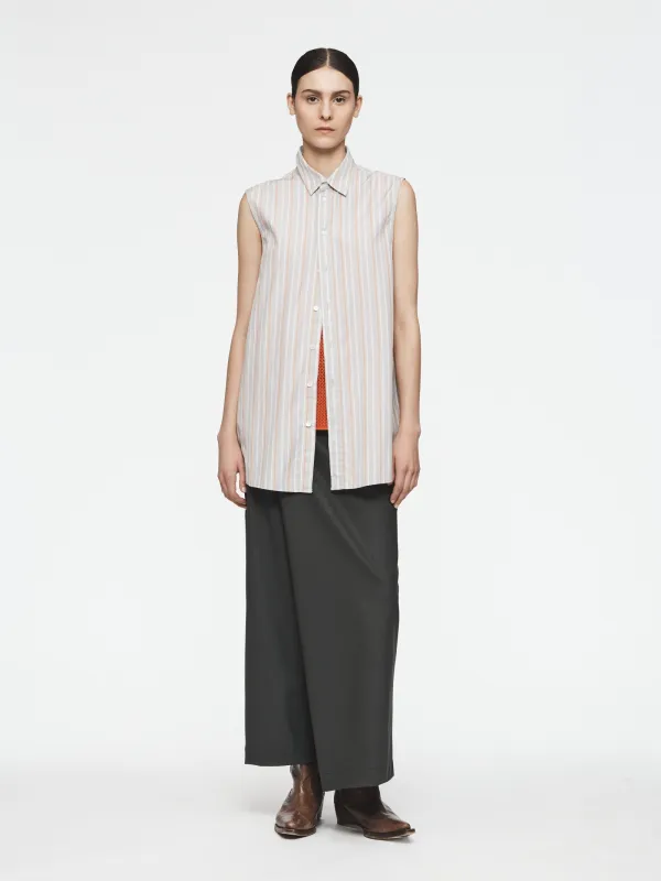 Sleeveless Buttondown Shirt in Grey/Orange Stripe sold by 6397