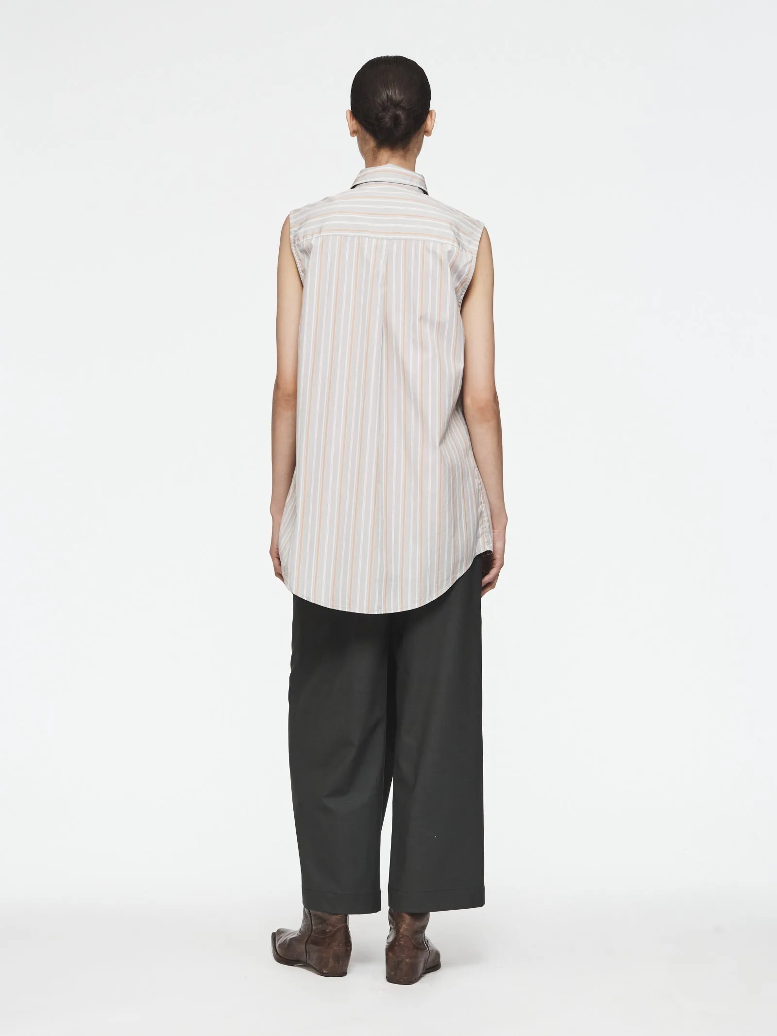 Sleeveless Buttondown Shirt in Grey/Orange Stripe sold by 6397 product image thumbnail 3