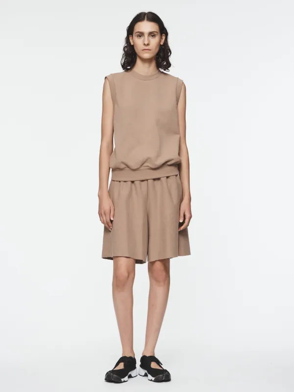 Cut Off Sweat Short in Camel sold by 6397