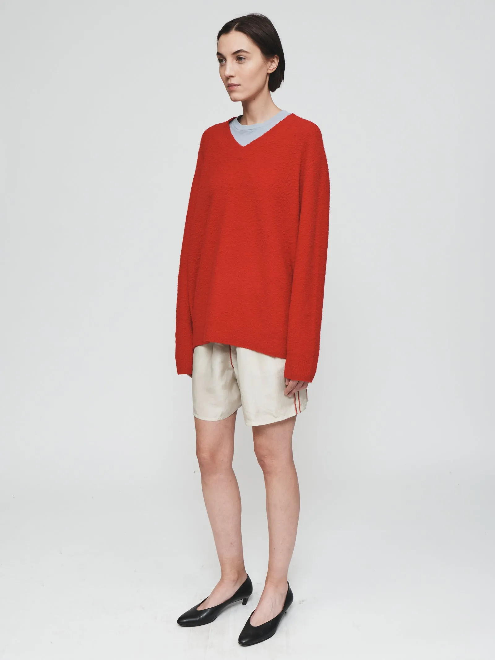 Nubby V-Neck in Rouge sold by 6397 product image thumbnail 2