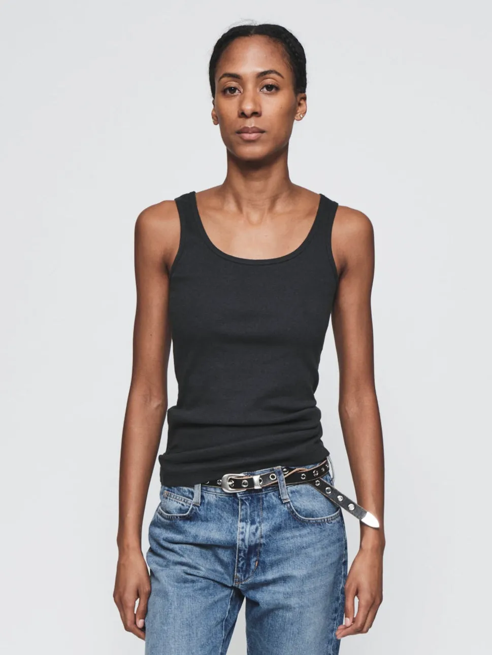 Square Neck Tank in Washed Black sold by 6397