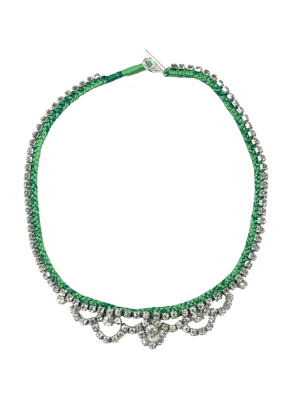 Alyssa Norton One-of-a-Kind Green Silk Choker made by 6397