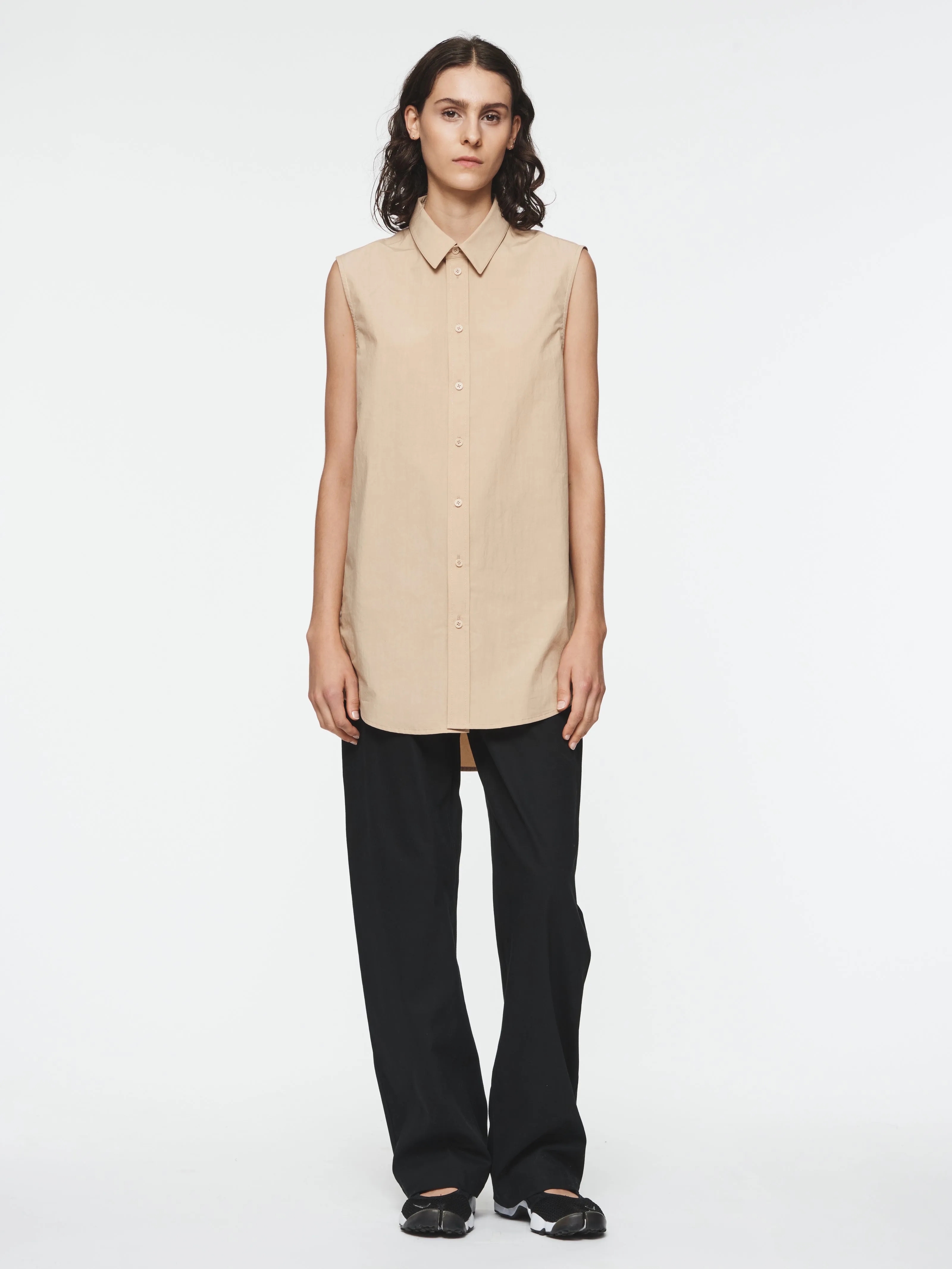 Sleeveless Buttondown Shirt in Nude sold by 6397