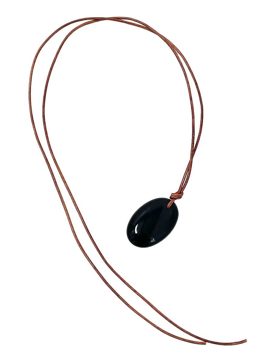 Black Obsidian on Leather Cord - Matthew Swope Jewelry sold by 6397