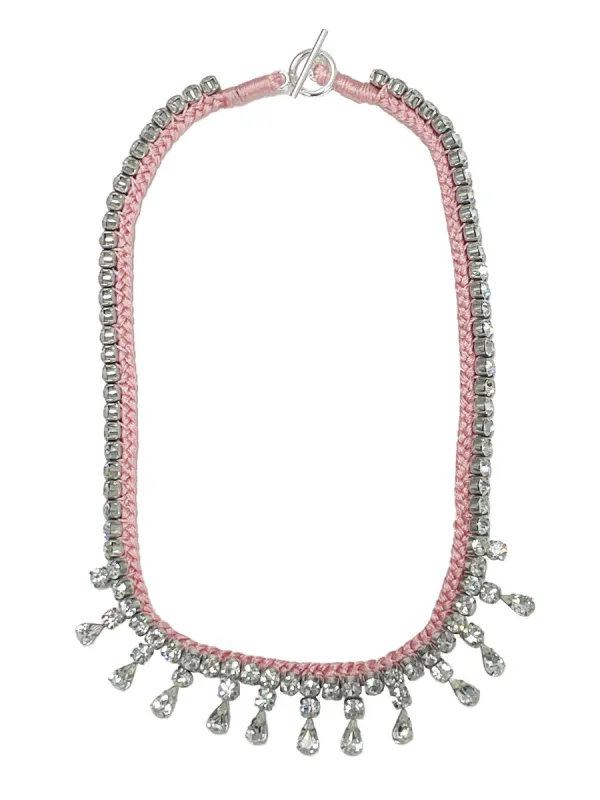 Alyssa Norton One-of-a-Kind Dusty Pink Silk Choker with Pear Shaped Drops made by 6397