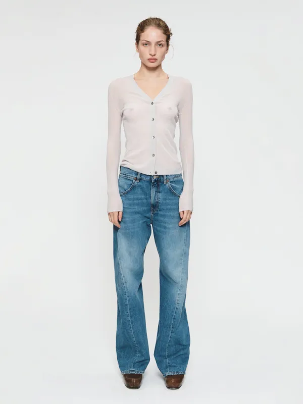 Skinny Rib V Cardigan Putty made by 6397