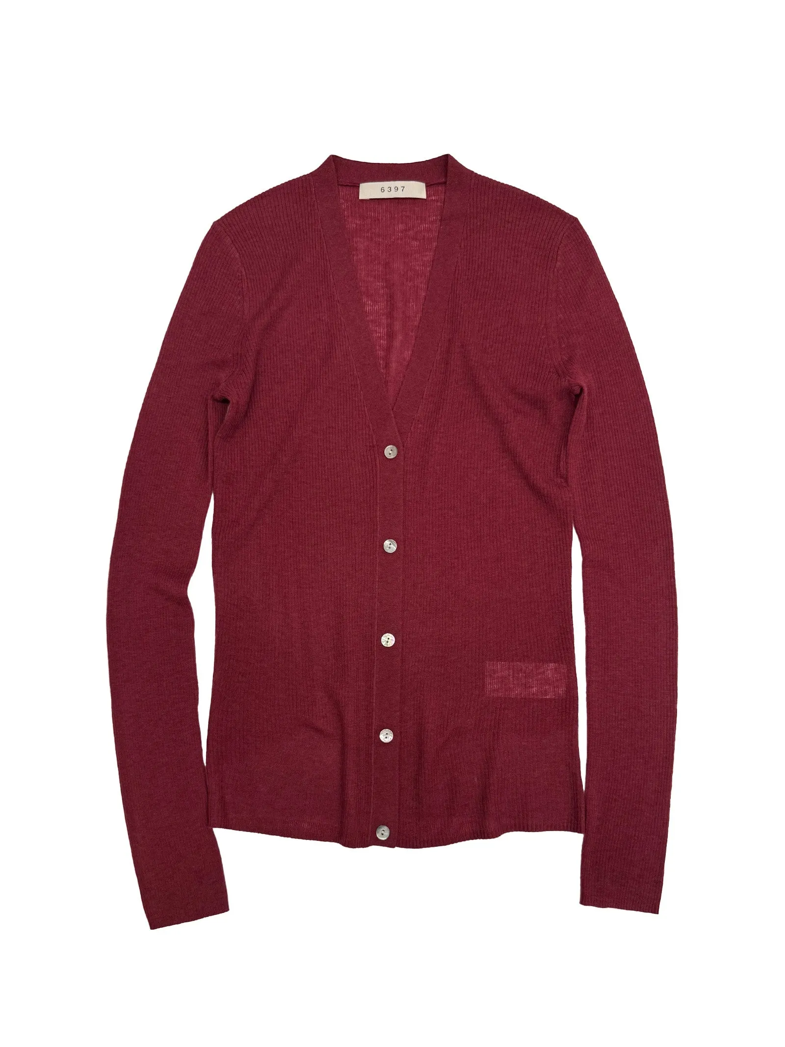 Skinny Rib V Cardigan Wine sold by 6397 product image thumbnail 4