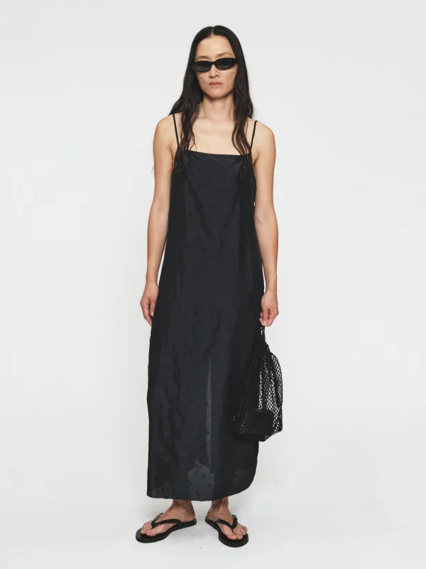 Embroidered Dot Apron Dress Black made by 6397