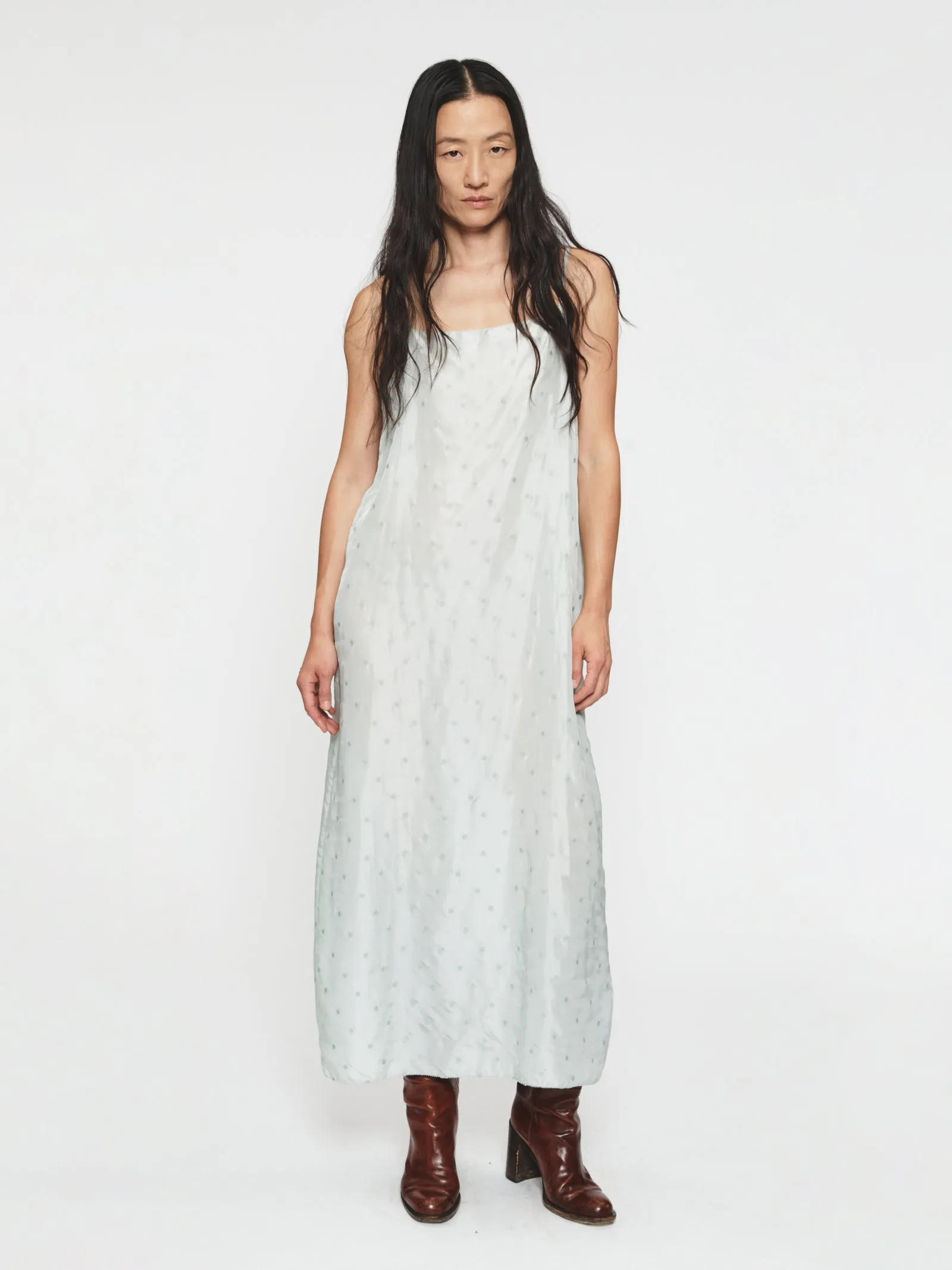 Embroidered Dot Apron Dress Chlorine sold by 6397