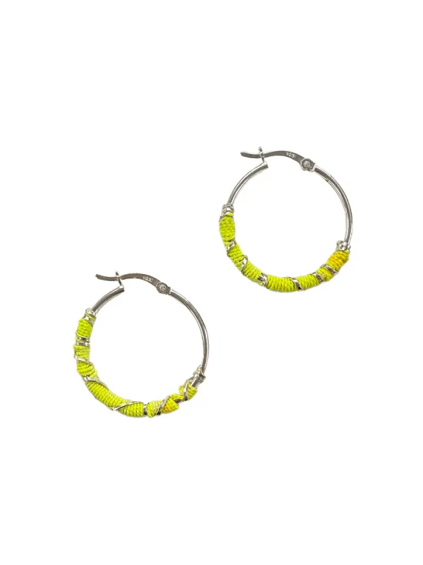 6397 x Alyssa Norton Medium Hoops with Neon Yellow Silk made by 6397